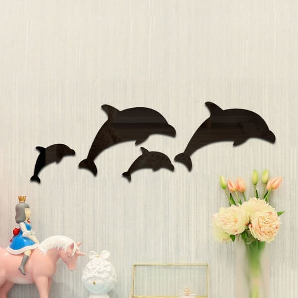 Koristepeilisarja 3D 4kpl/Set Dolphin Black