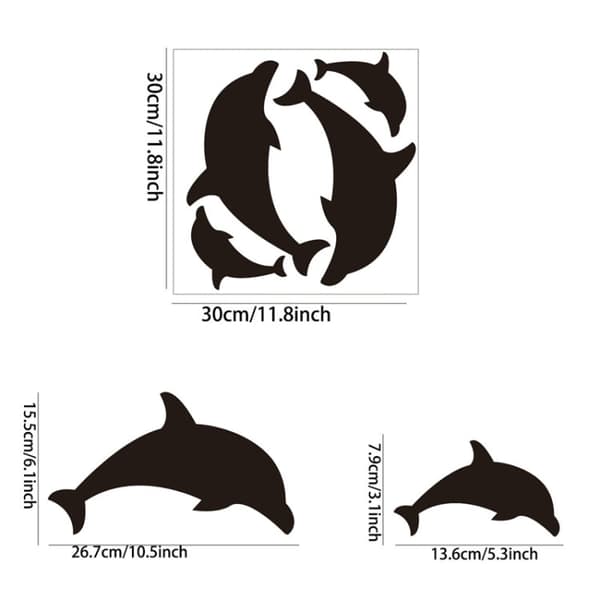 Koristepeilisarja 3D 4kpl/Set Dolphin Silver