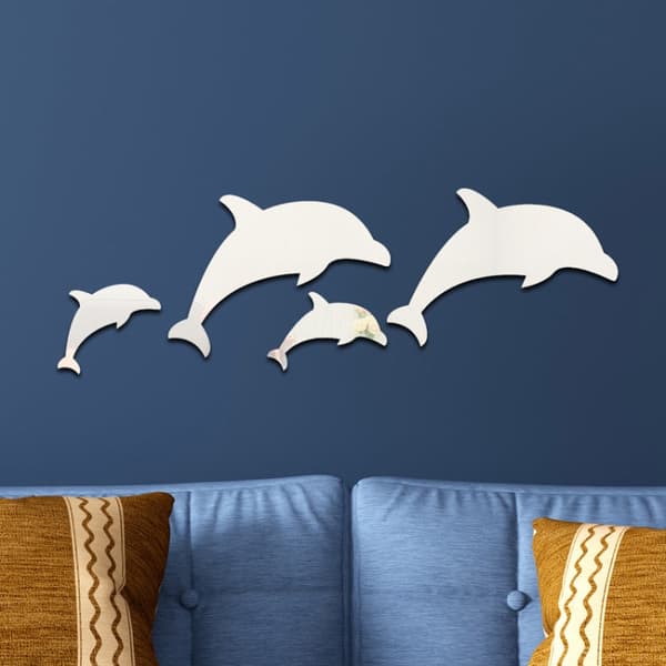 Koristepeilisarja 3D 4kpl/Set Dolphin Silver