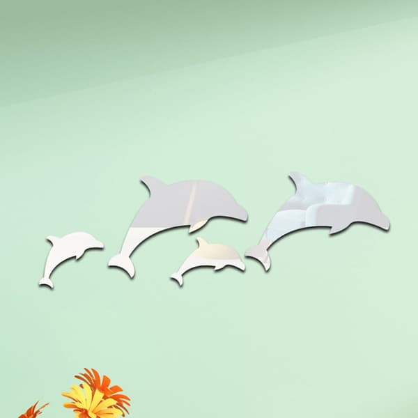 Koristepeilisarja 3D 4kpl/Set Dolphin Silver