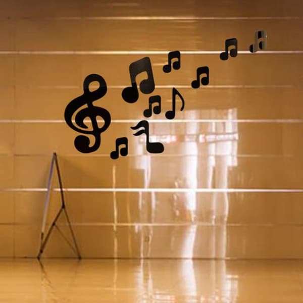 Koristepeilisarja 3D Musical Notes Black