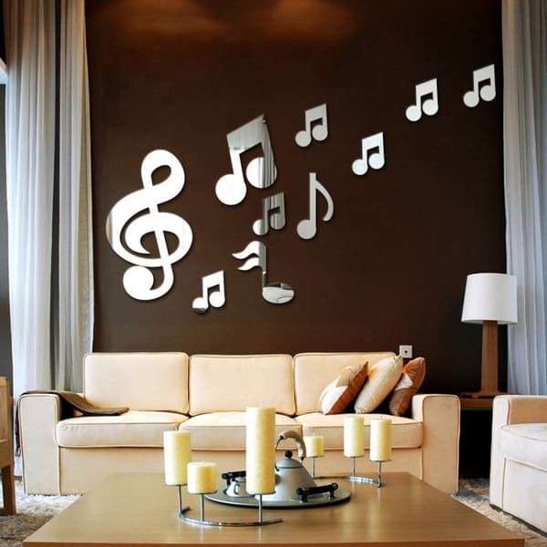 Koristepeilisarja 3D Musical Notes Silver