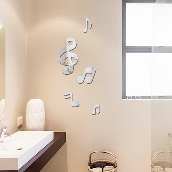 Koristepeilisarja 3D Musical Notes Silver