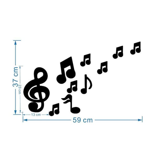 Koristepeilisarja 3D Musical Notes Blue