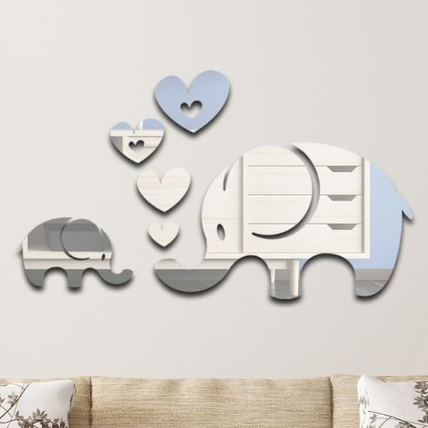 Koristepeilisarja 3D 6kpl/Set Elephant Silver