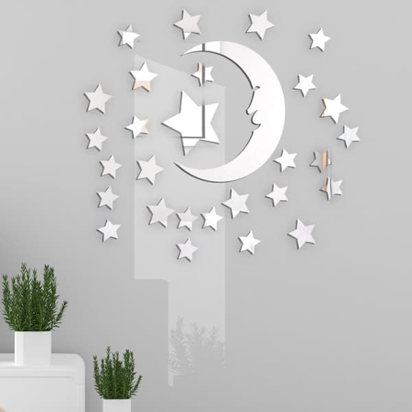 Koristepeilisarja 3D Stars/Moon Silver