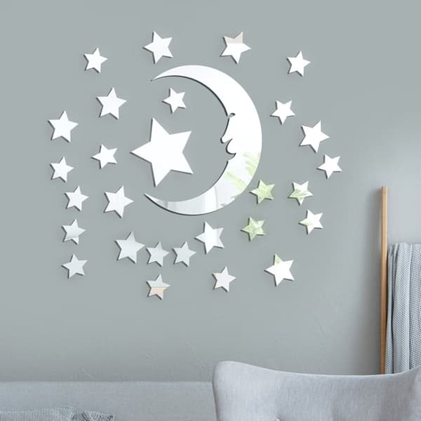 Koristepeilisarja 3D Stars/Moon Silver