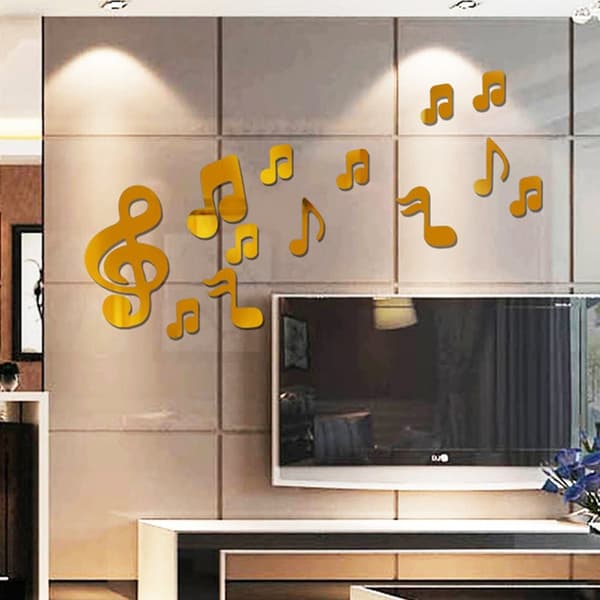 Koristepeilisarja 3D Musical Notes Gold