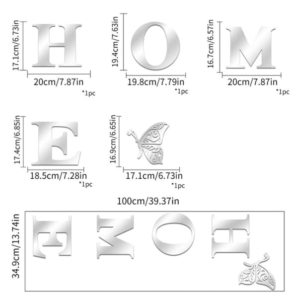 Koristepeilisarja 3D HOME Silver