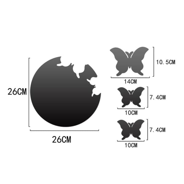 Koristepeilisarja 3D 4kpl/Set Butterfly Gold