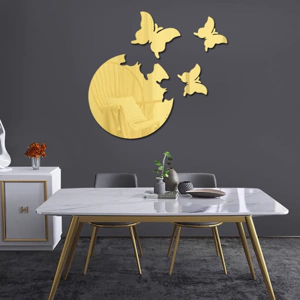 Koristepeilisarja 3D 4kpl/Set Butterfly Gold
