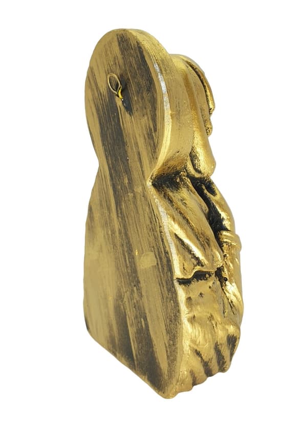 GYLDEN FIGURER AV GUDS MOR, MARIAS HJÄRTA, BAS-RELAÄ, 16 cm