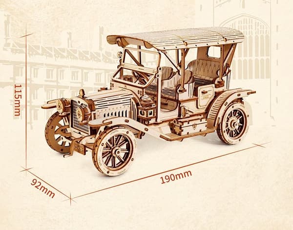 TRÄ 3D PUSSEL DIY RETRO HISTORY CAR 1910-tal