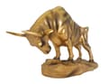 Miniatyrbillede 3 af 5: GYLDNE TYRESTATUE MAJESTICISK TYRESTATUETTE 33 cm