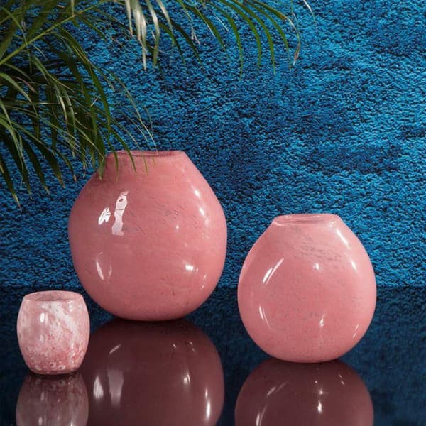 DEKORATIV LJUSSTAKESPELARE av GLAS (1) FI 10 X 10 CM ROSA