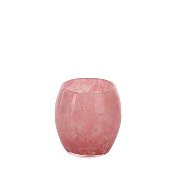 DEKORATIV LJUSSTAKESPELARE av GLAS (1) FI 10 X 10 CM ROSA
