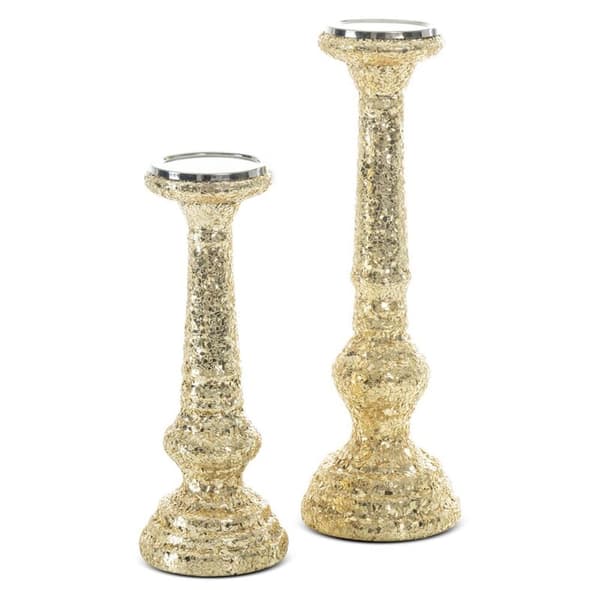 DEKORATIV LJUSSTAKE MELIA av GLAS (02) FI 13 X 40 CM GULD