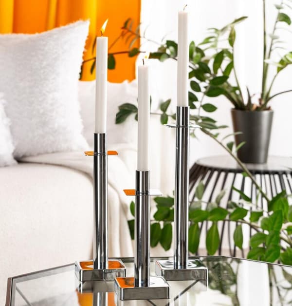 DEKORATIV LJUSSTAKE LORI 8 X 8 X 26 CM SILVER
