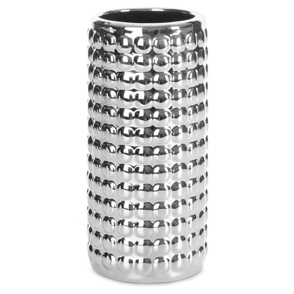 DEKORATIV VAS LEONA (2) FI 11 X 25 CM SILVER