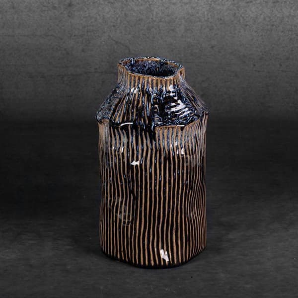 DEKORATIV VASE ALDA (03) FI 16 X 27 CM MARINEBLÅ