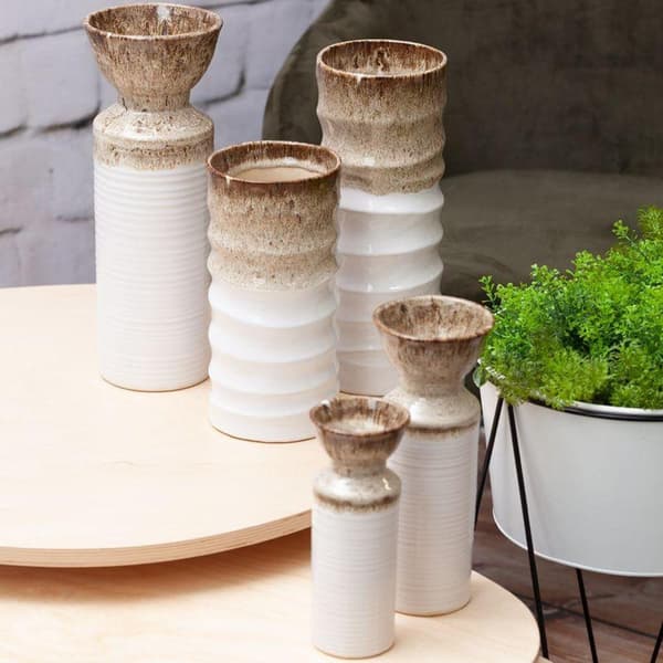 DEKORATIV VASE ERINA (05) FI 8 X 20 CM HVID