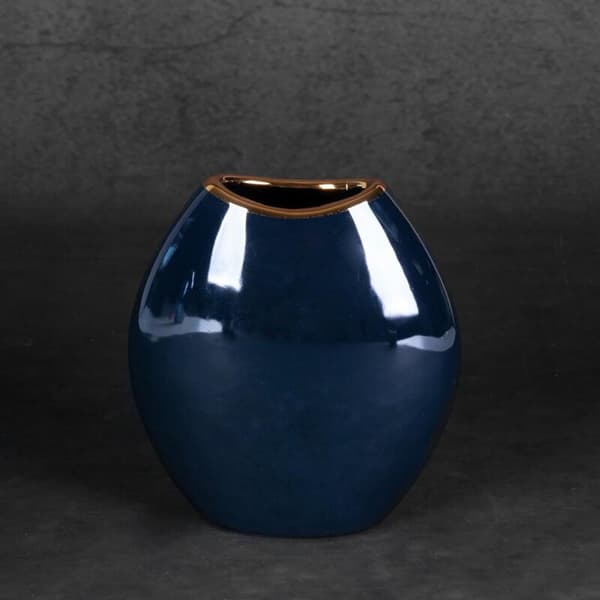 DEKORATIV VASE AMORA1 (3) 14 X 7 X 16 CM MARINEBLÅ