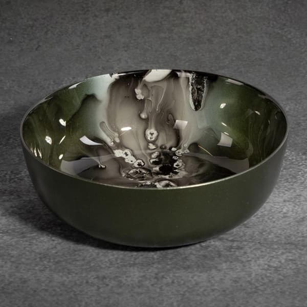 DEKORATIV GLASSKÅL SABA (02) FI 21 X 7 CM GRØN