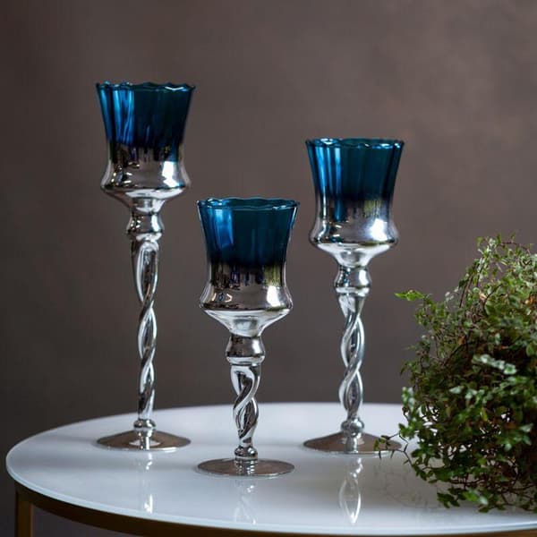 DEKORATIV LJUSSTAKE AV GLAS CLARE2 (01) FI 10 X 25 CM SILVER