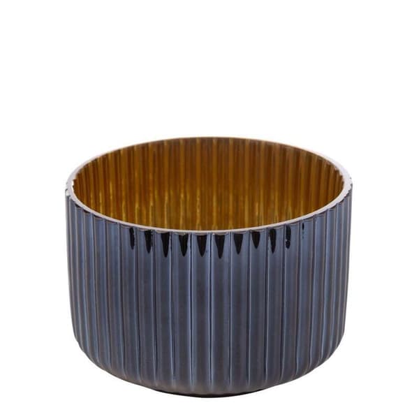 DEKORATIV LJUSSTAKE AV GLAS NELA3 (01) FI 12 X 8 CM MARINBLÅ