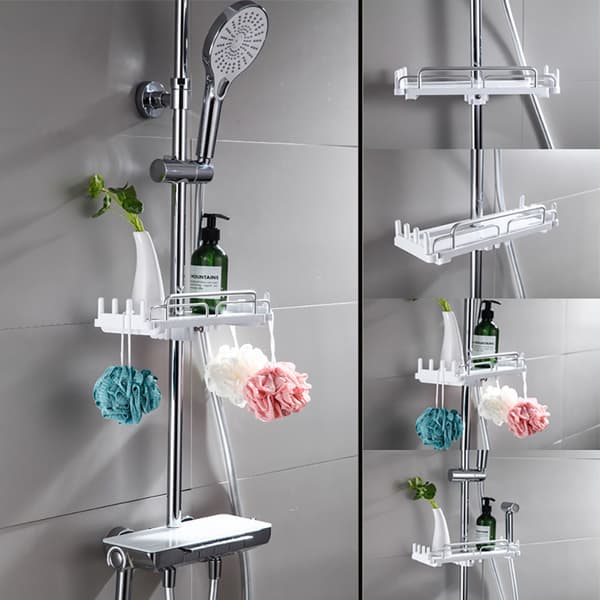 Justerbar badrumshylla i ABS och aluminium, utdragbar upp till 44 cm