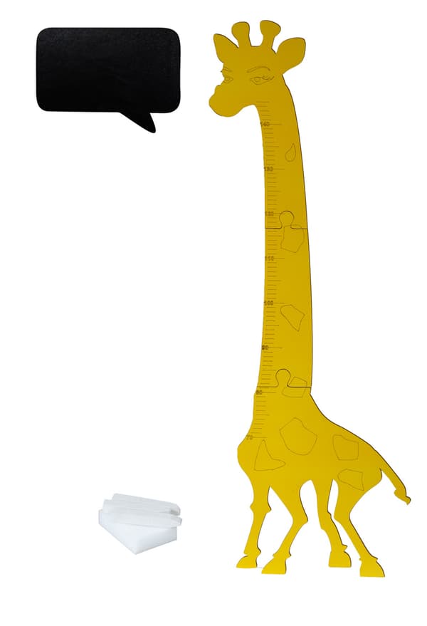 Træ giraf højdekort 125 cm, gul