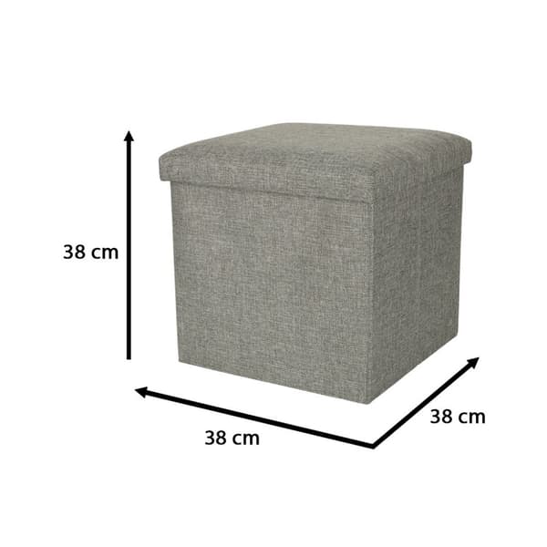 Sammenfoldelig puf med opbevaring, grå 38x38x38cm
