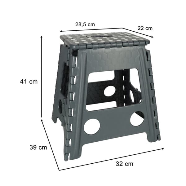 Anti-slip foldeskammel, 39 cm, mørkegrå