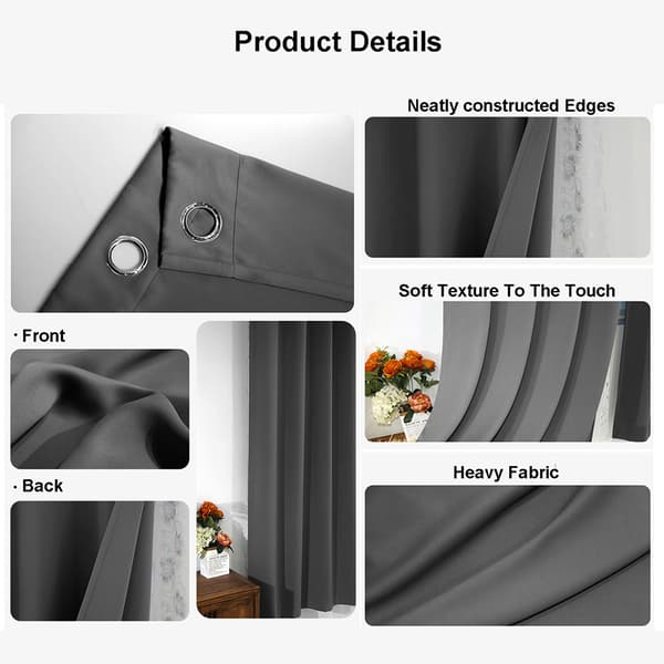 Set med mörkläggningsgardiner i polyester, grå, 132x241 cm