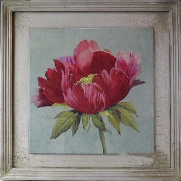 Vintage Pionimaalaus vaaleanpunaisen sävyissä 38x38 cm Trio-kokoelmasta