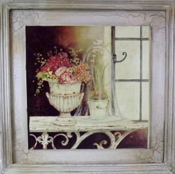 Billedsammensætning af blomster i vintagestil, 38 x 38 cm, anden i serien