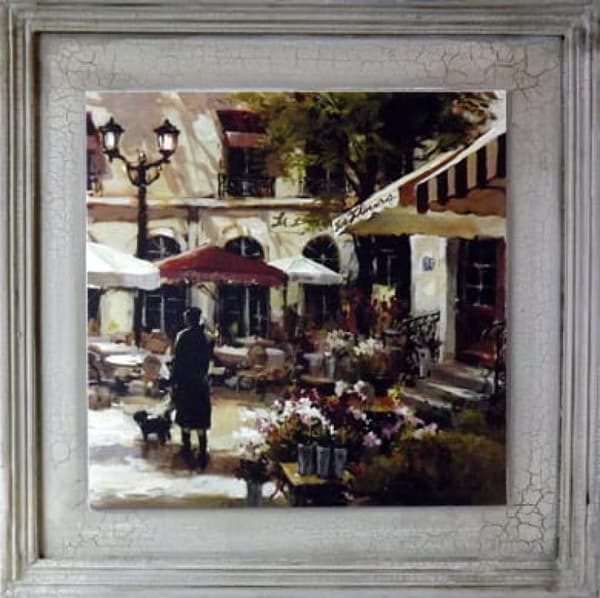 Vintage maleri Paris Street 38x38 cm - Del af en todelt serie