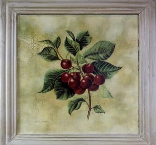 Frugttemabillede: Kirsebærgren 41 x 41 cm med ældningseffekt