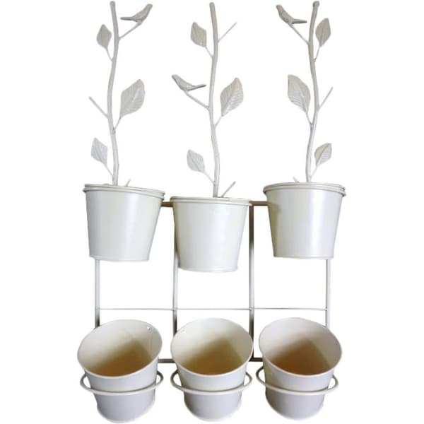 Cream Metalwork hängande blomsterställ i provensalsk stil för 6 blommor