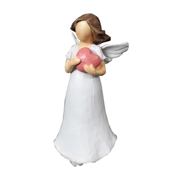 Romantisk figur av en ängel med ett rosa hjärta