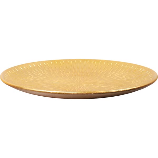 Set med 2 runda brickor i guld med en diameter på 40 cm och 30 cm