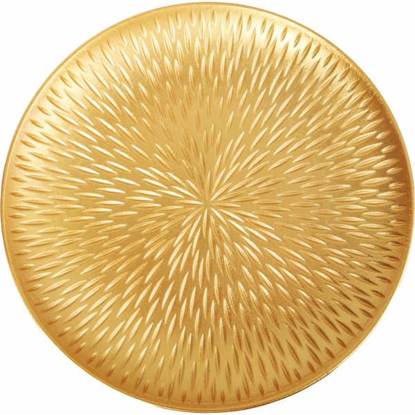 Set med 2 runda brickor i guld med en diameter på 40 cm och 30 cm