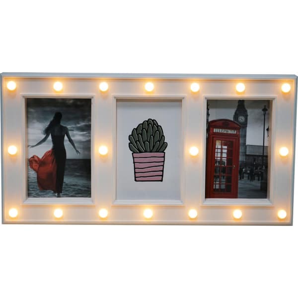 Vit dekorativ ram med LED-bakgrundsbelysning 40x20cm