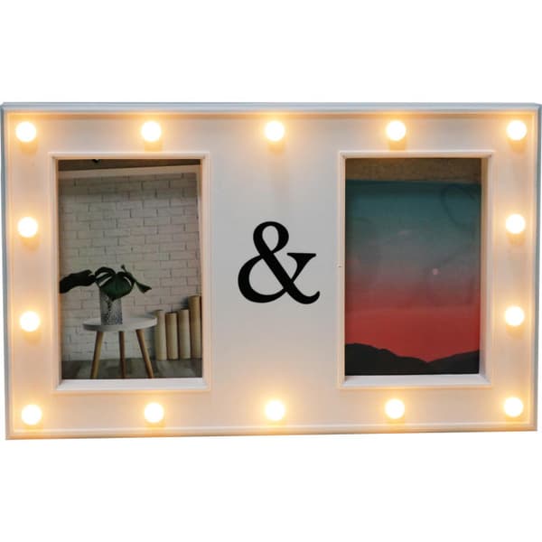 Fotoram i plast med LED-belysning, vit