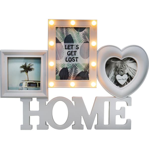 HOME fotoram av vit plast med LED-belysning