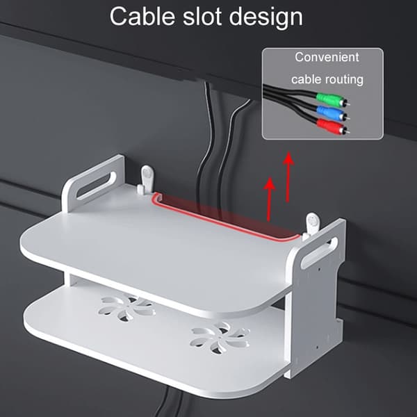 2-tasoinen seinähylly elektroniikalle - Valkoinen