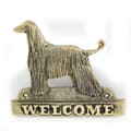 Pikkukuva 1 / 4: Afganistanikoira - ovilevy koiralla, messinkinen tervetuliaiskyltti, ainutlaatuinen kyltti, jossa on merkintä Welcome by Art-Dog