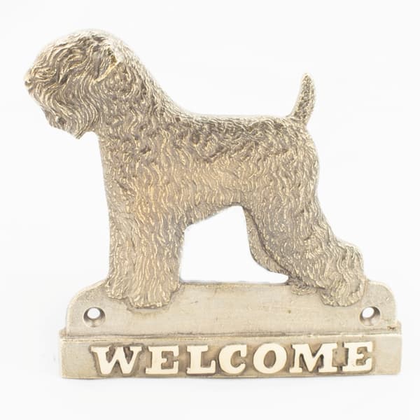 Russian Black Terrier - dørplade med hund, velkomstplade af messing, unikt skilt med inskriptionen Welcome by Art-Dog