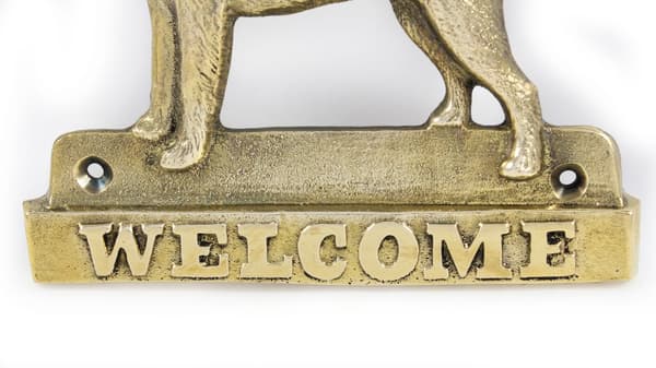 Border Terrier - dørplade med hund, velkomstplade af messing, unikt skilt med inskriptionen Welcome by Art-Dog