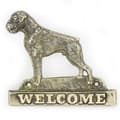 Pikkukuva 1 / 4: Boxer, Boxer I - ovilevy koiralla, messinkinen tervetuliaiskyltti, ainutlaatuinen kyltti, jossa on merkintä Welcome by Art-Dog